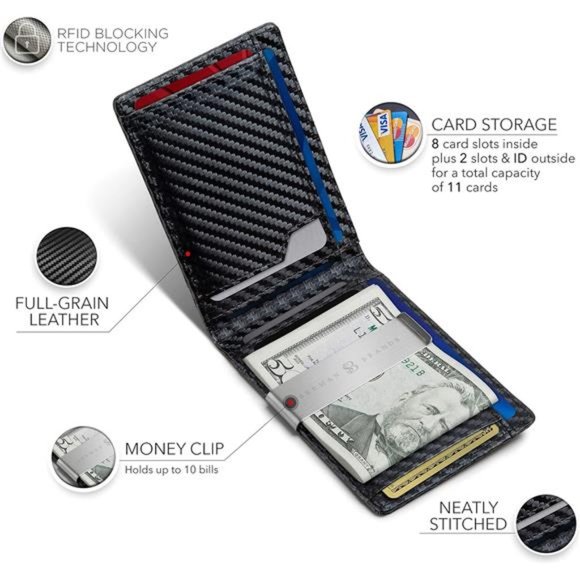 Men's Wallets slim Front Pocket RFID Blocking Card Holder Minimalist Mini Bifold - Picture 4 of 6